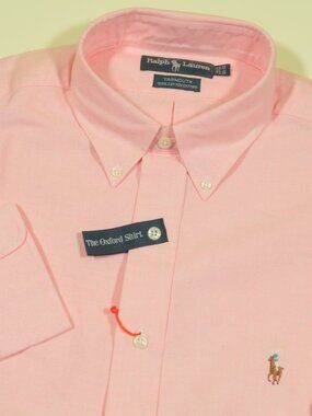 Vintage Polo Ralph Lauren Oxford Shirt Mens 16.5 34 Pink Yarmouth OCBD New